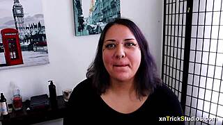 Nervous bunny experiences her first boob massage in a casual setting