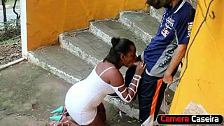 Girlfriend sucks stranger's cock on the street