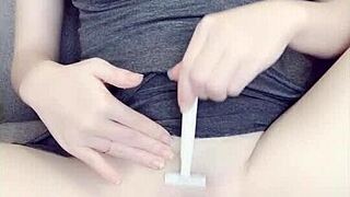Thrill Of Shaving Teen's Smooth Asian Pussy Clean