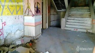 my straight friend helped me jerk off at this ruined building outdoors, it was wild