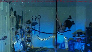 Alexa kitten performs solo pole dancing in three different outfits while fully clothed