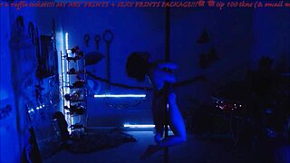 Alexa kitten performs solo pole dancing in three different outfits while fully clothed