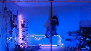 Alexa kitten performs solo pole dancing in three different outfits while fully clothed
