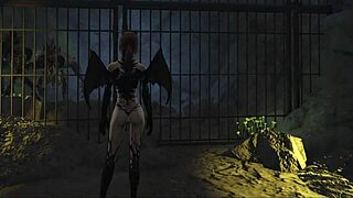 Exploring the dark angel fashion in Fallout 4 with a sexy twist.