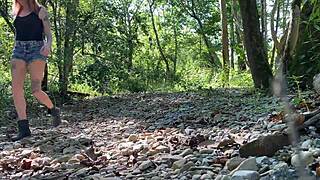 babyybutt gets double creampie and facial in the woods