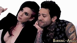 Goth Whore Finger Fucked Hard by Tattooed Emo Punk in Fetish Group Cum in Mouth Action!