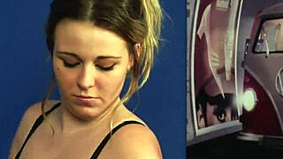 Busty English babe in lingerie eagerly swallows cum 😍