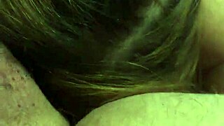 big dominate skinny submissive couple in homemade blowjob scene