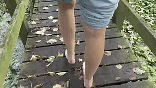 Muddy feet exploration in swampy bog