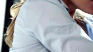 Tattooed eurobabe bent over in erotic cfnm fun