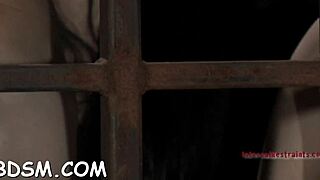 BDSM slave gets her pussy pleasured by toys