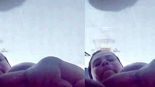 horny chubby girl showers groping big tits craving big dick men