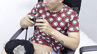 step-sister's big tits distract from gaming, what will she do next?