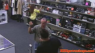 Busty Teen's Passionate Blowjob in Pawnshop