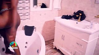 Enjoying the relaxing jacuzzi bath with african beauty.