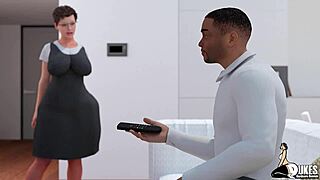 Big black cock dominates his rude stepdaughter in bed.