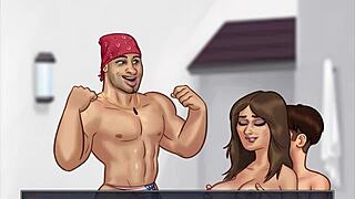 Summertime Saga: Horny rich milf stepmom gets big ass roughly fucked and creampied by pool cleaner with huge cock