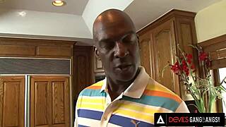 naughty brunette gets devils gangbang with dp and facial