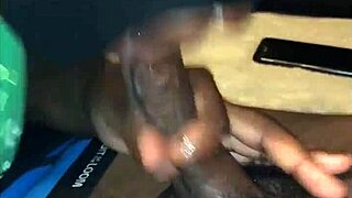 masked performer performs deepthroat with big black cock