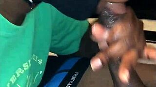 masked performer performs deepthroat with big black cock