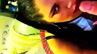 Shemale Slut Enjoys Smoking While Giving Intense Blowjob On Hard Cock In Detailed Scene