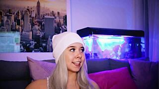 Horny chubby blonde deepthroats and fucks her boyfriend live