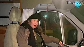 Hey, cracky gave a ride and flashed her wet pussy outdoors.