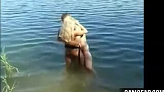 Caucasian couple fucks at the lake in free porn