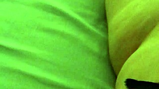 Ticklish chubby wife laughs during play