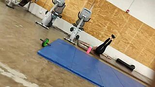Asian Woman In Black Leggings At Gym