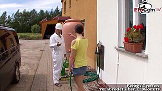 I can’t believe my old German boss banged me outdoors as a skinny teen 18+!