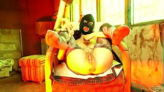 can this slut's hungry pussy devour the fist outdoors on halloween?