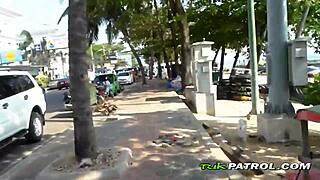 horny asian babe slides panties aside for wild fucking