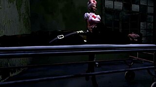 the halloween nurse dresses in a costume