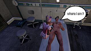 the halloween nurse dresses in a costume