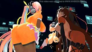 Four girls sing and undress in mmd animation