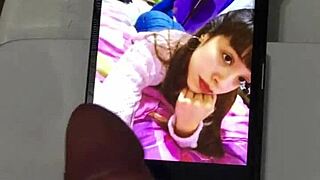 Magalii Kie receives cum tribute on her big tits