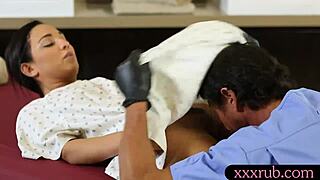 Pretty Babe Screws Masseur With Blowjobs!