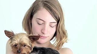 I love watching that hot naked blonde cuddle her puppy, bent over in doggystyle pose, feeling so emotional about her teen amateur moments.