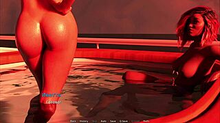 waterworld scene where character stands for her