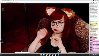 Little cosplay fox plays on webcam for tips.