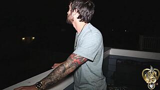 Nasty outdoor adventure on the sandy beach