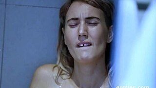 Hairy babe's wet and wild shower sex