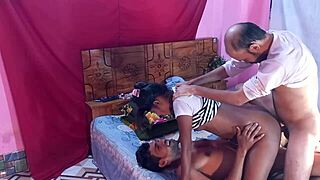 Hot teen takes a triple at home in this video threesome