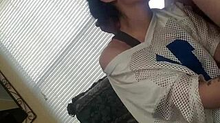 petite brunette wife bent over wearing my jersey