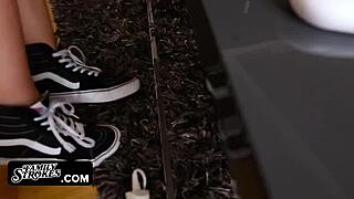 Blonde teen stepsister caught giving blowjob in casting interview