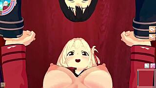 Male POV 3P sex with Chisato and Takina in 3DCG hentai