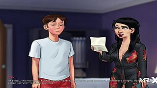 asian girl in summertimesaga gets crazy sex and blowjob