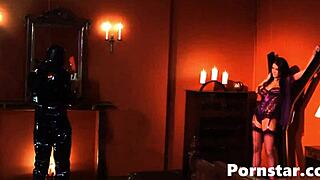 Exotic dancer in pantyhose Lisa Rose punishes cock and gets cum-showered