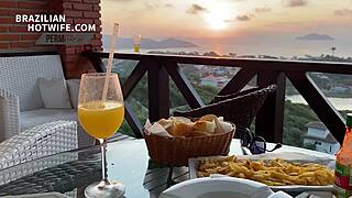 Welcoming the bachelor in a micro bikini, adding another cuckold horn